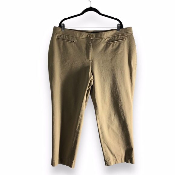 Talbots Size 20W‎ Petite Heritage Pants Crop Ankle Khaki Career Minimalist - Picture 1 of 13